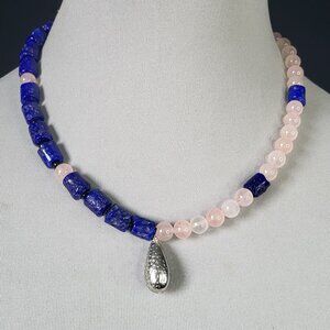 Blue/pink block nacklace